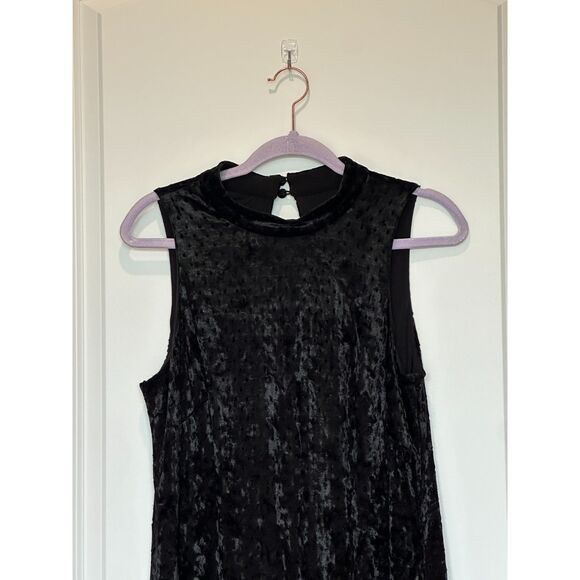 Adrianna Papell Mock Neck Perforated Velvet Side Slit Midi Dress Size Medium - Picture 5 of 9